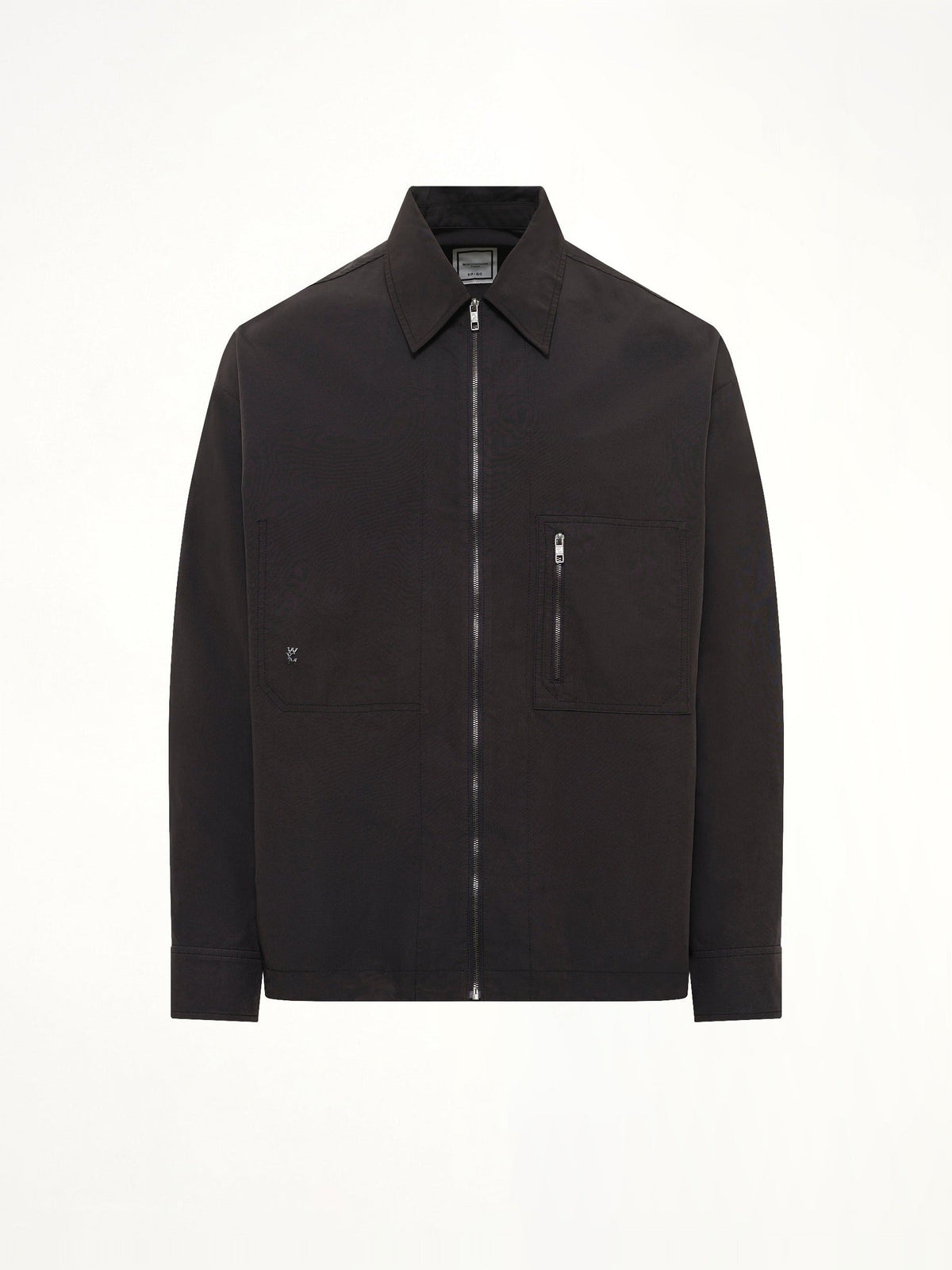 Cotton Nylon Zip Shirt in Black