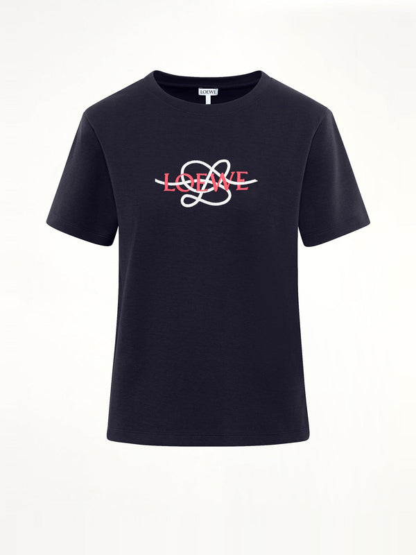 Anagram Regular Fit T-Shirt in Navy Blue/White