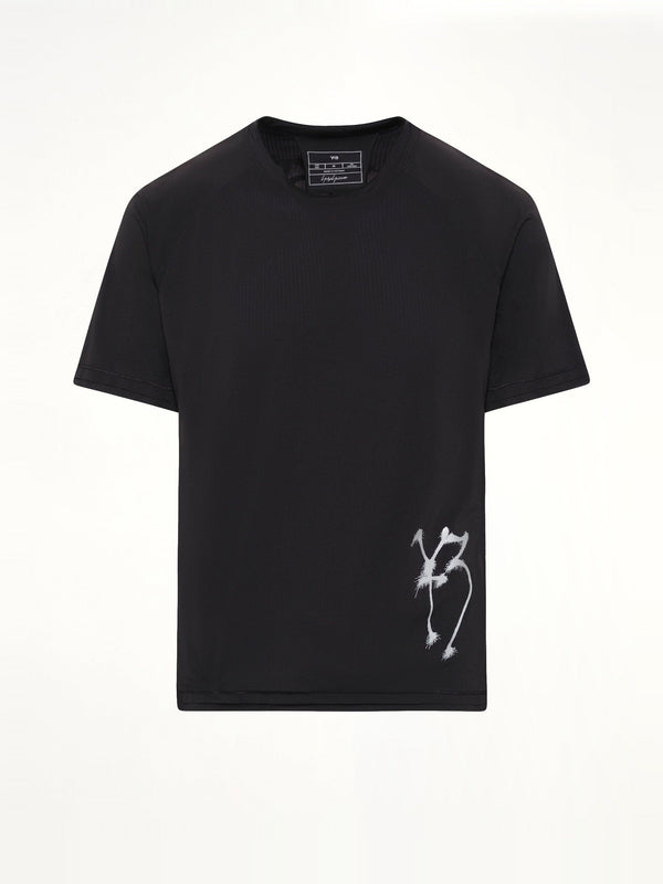 3 Stripe Graphic Run T-Shirt in Black