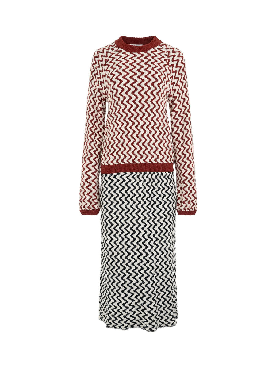 Robe Dress in Navy/Burgundy