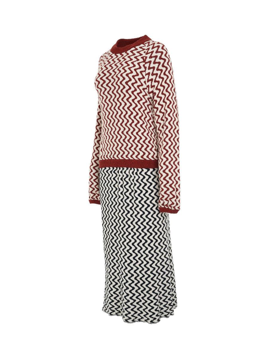 Robe Dress in Navy/Burgundy