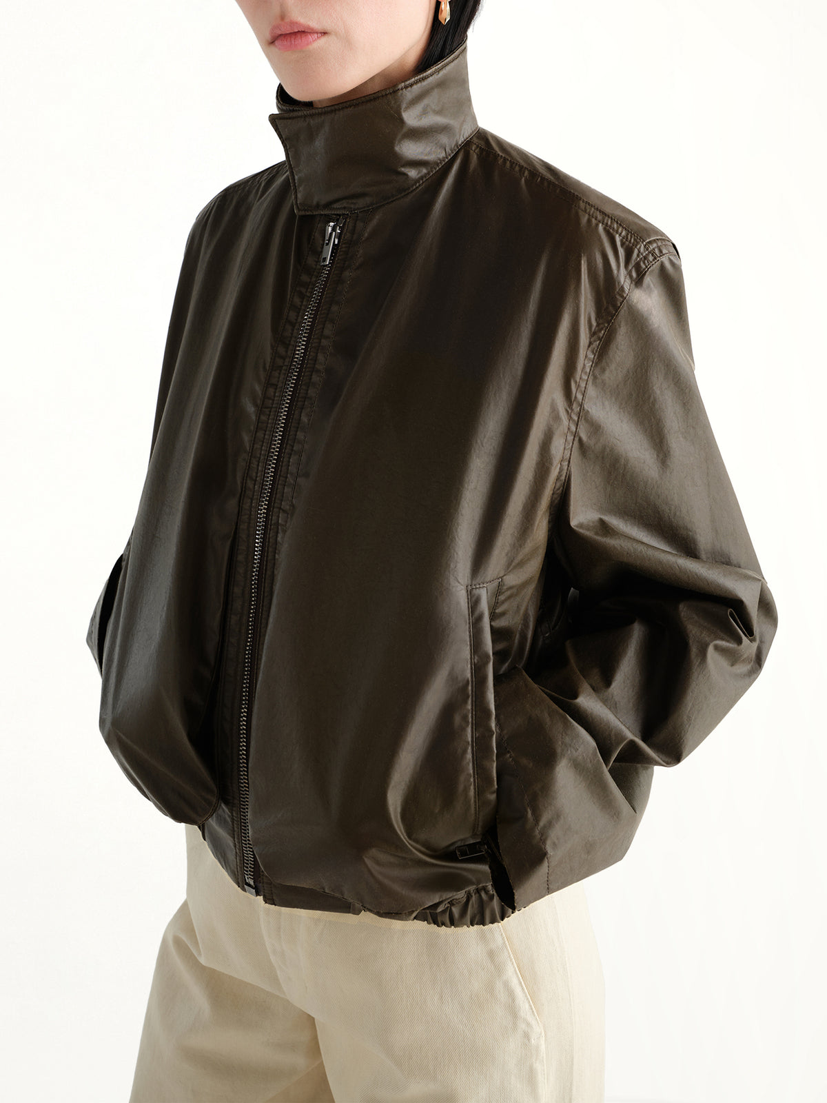 Zipped Blouson in Truffle