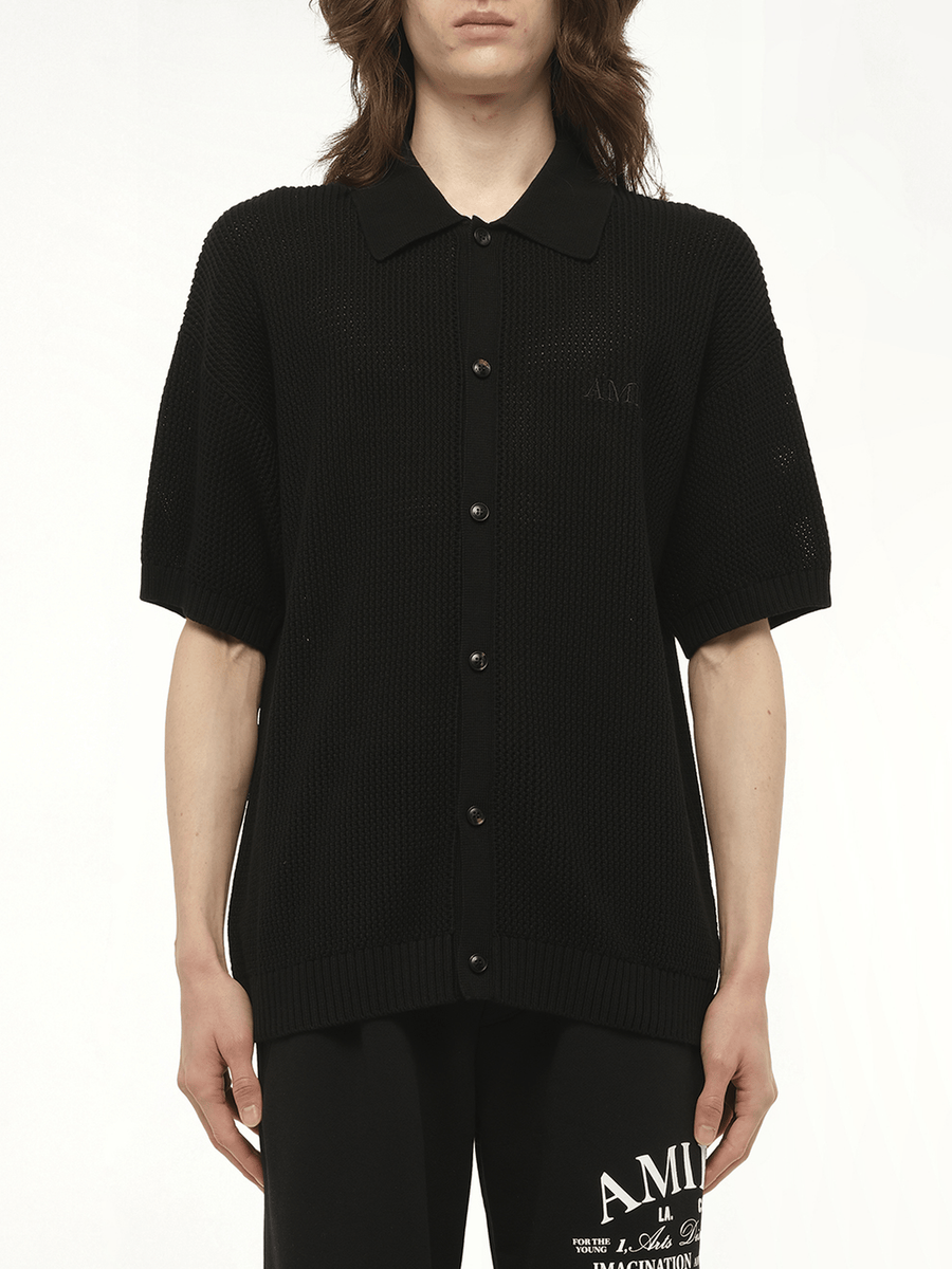 Amiri Crochet Mesh Shirt in Black