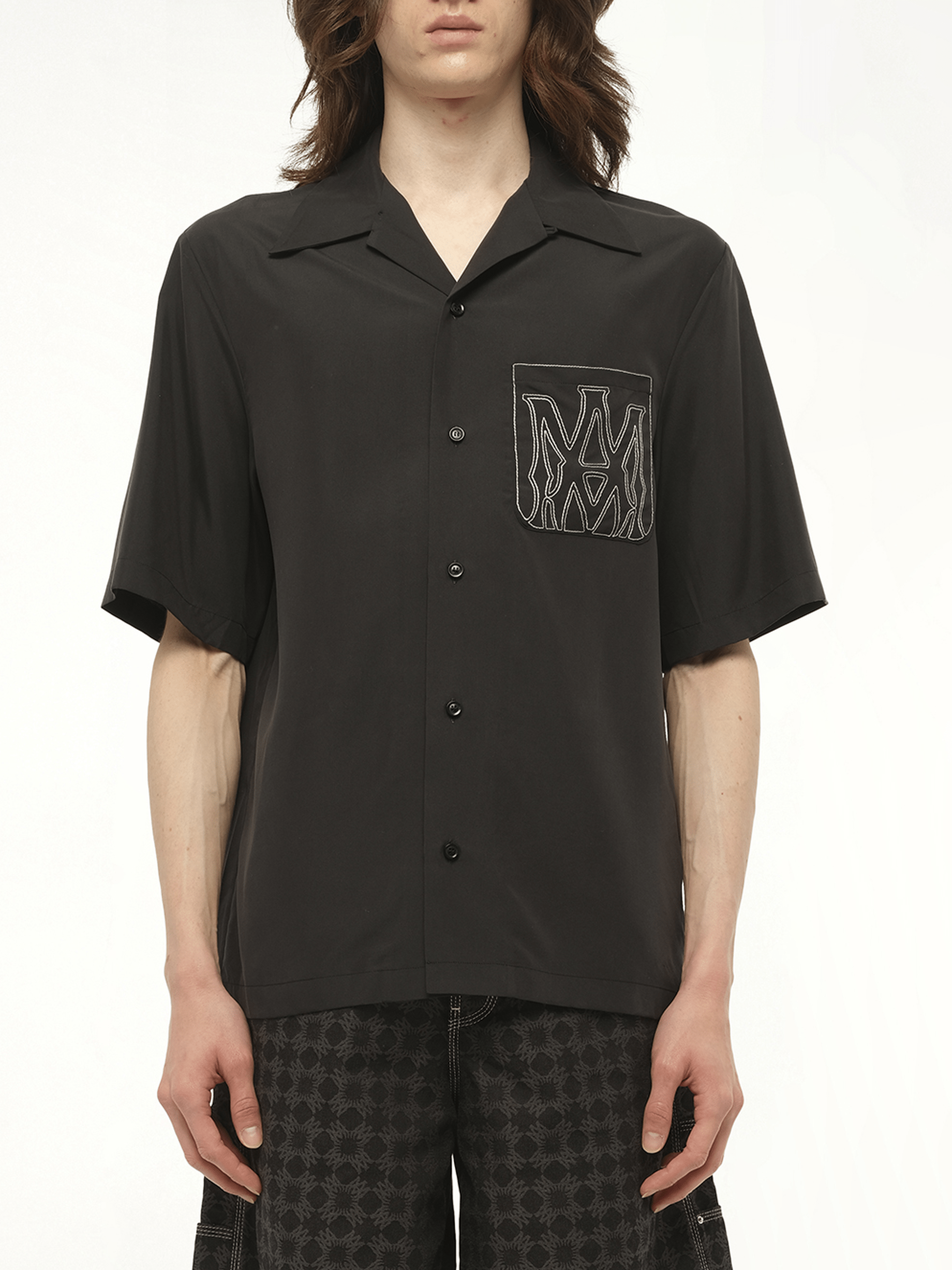 MA Outline Bowling Shirt in Black