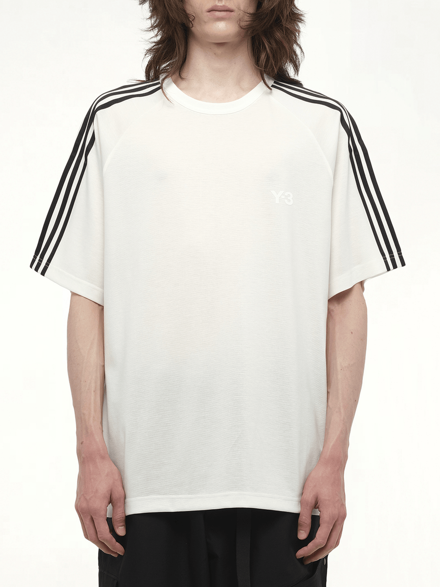 Wire Stripe Short Sleeve T-Shirt in White
