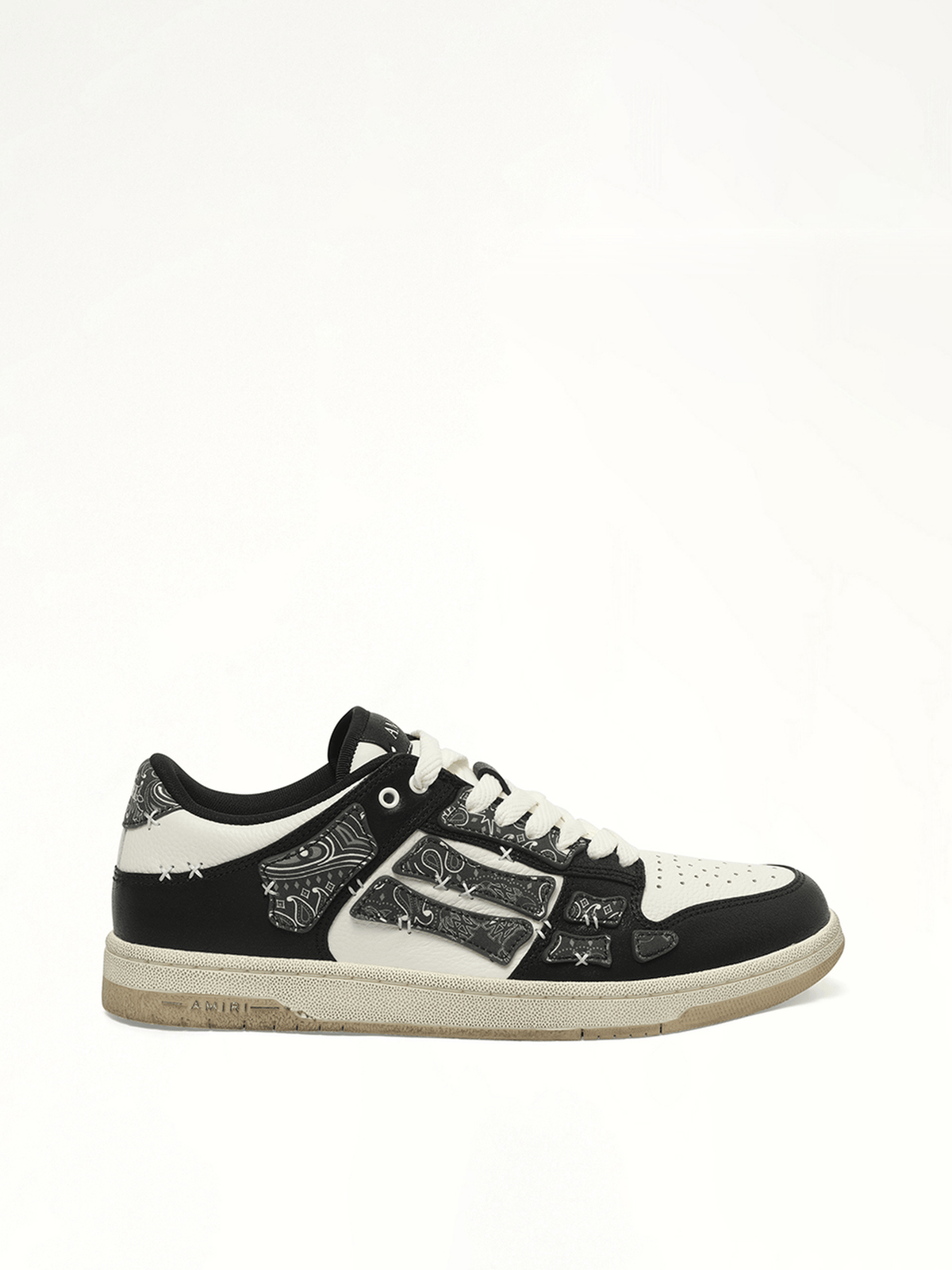 Bandana Skeleton Top Low Sneaker in Black Side View | AMIRI