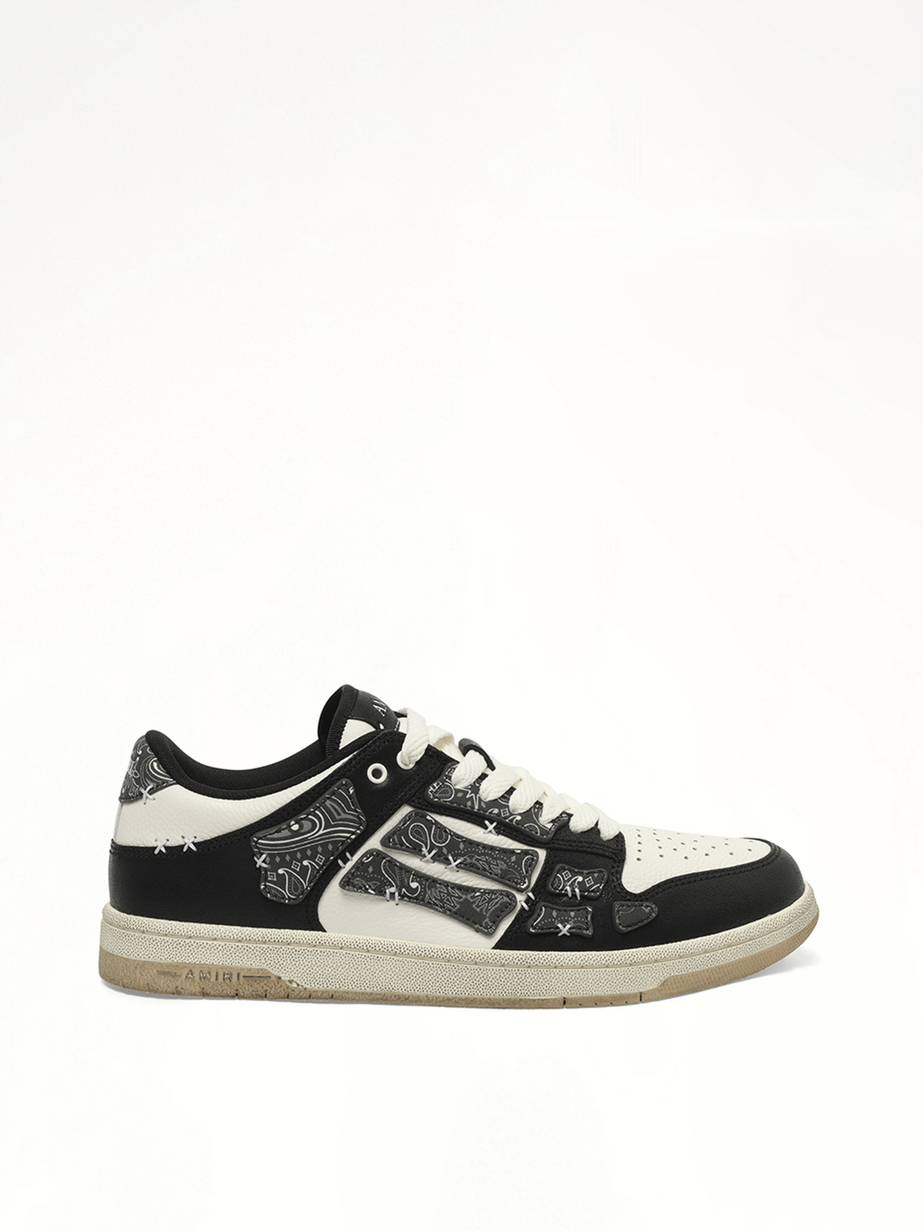 Bandana Skeleton Top Low Sneaker in Black Side View | AMIRI