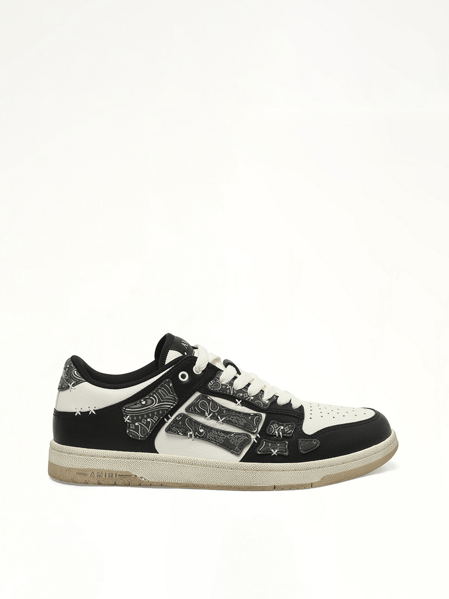 Bandana Skeleton Top Low Sneaker in Black Side View | AMIRI