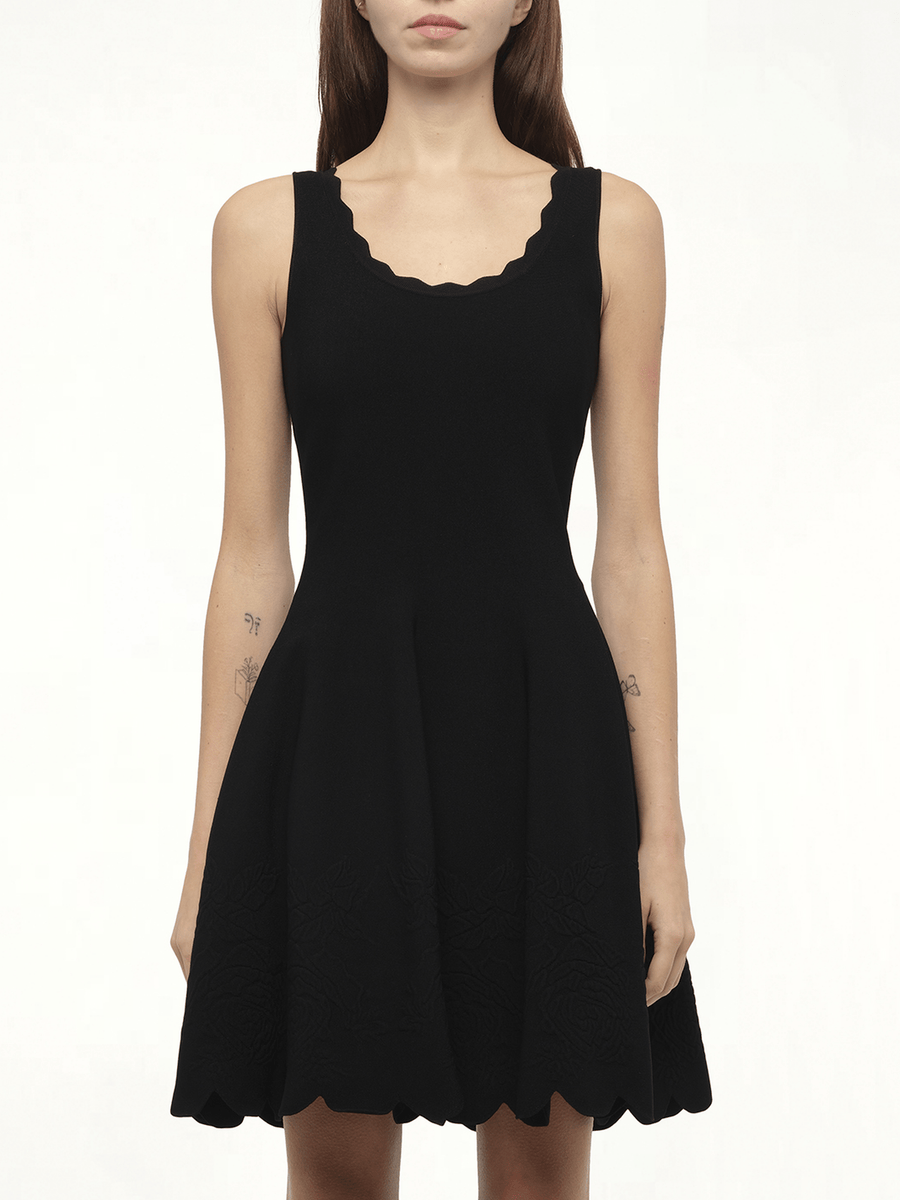 Emb Rose Mini Dress in Black