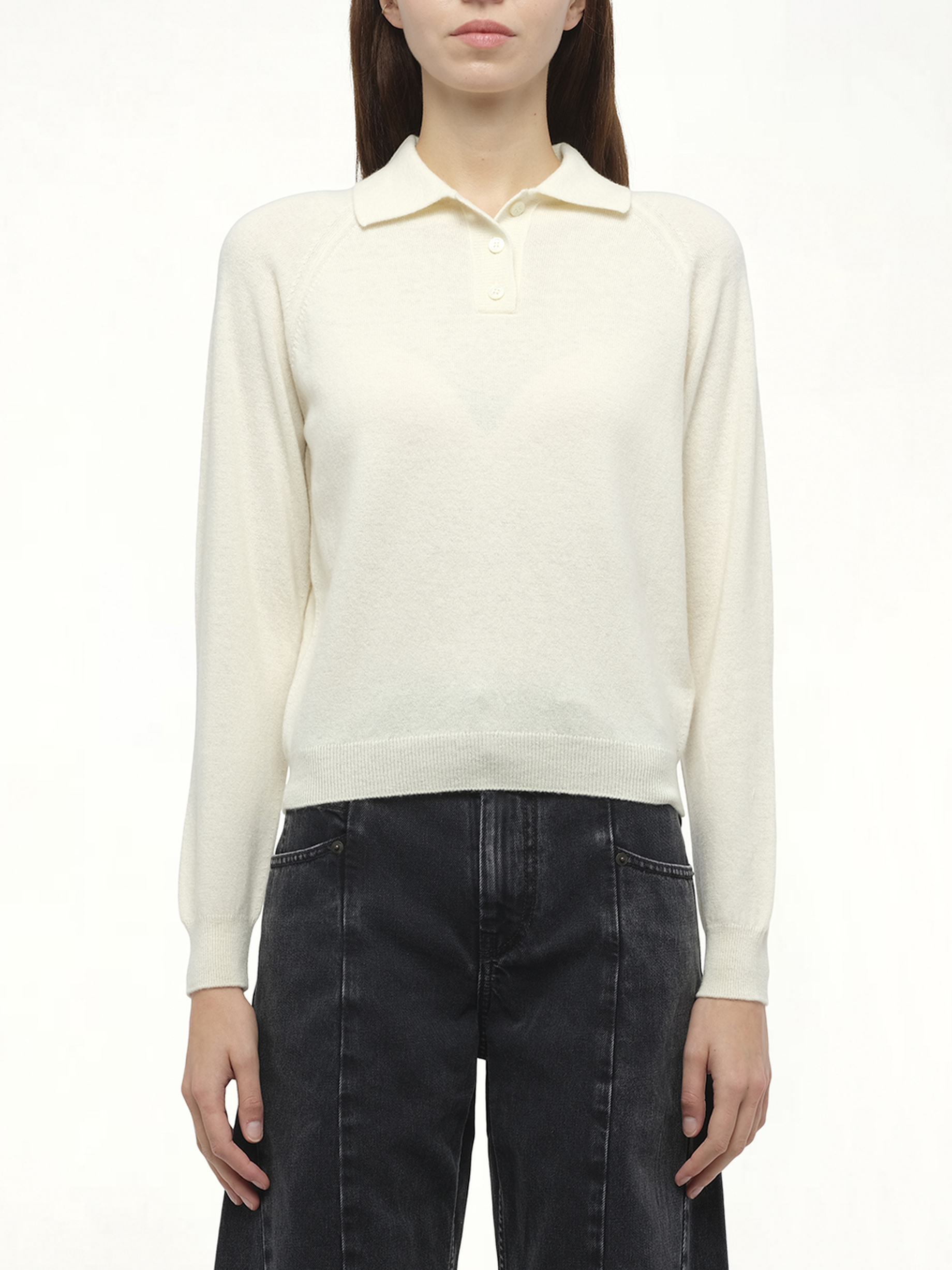 Wool Polo Shirt in Off White