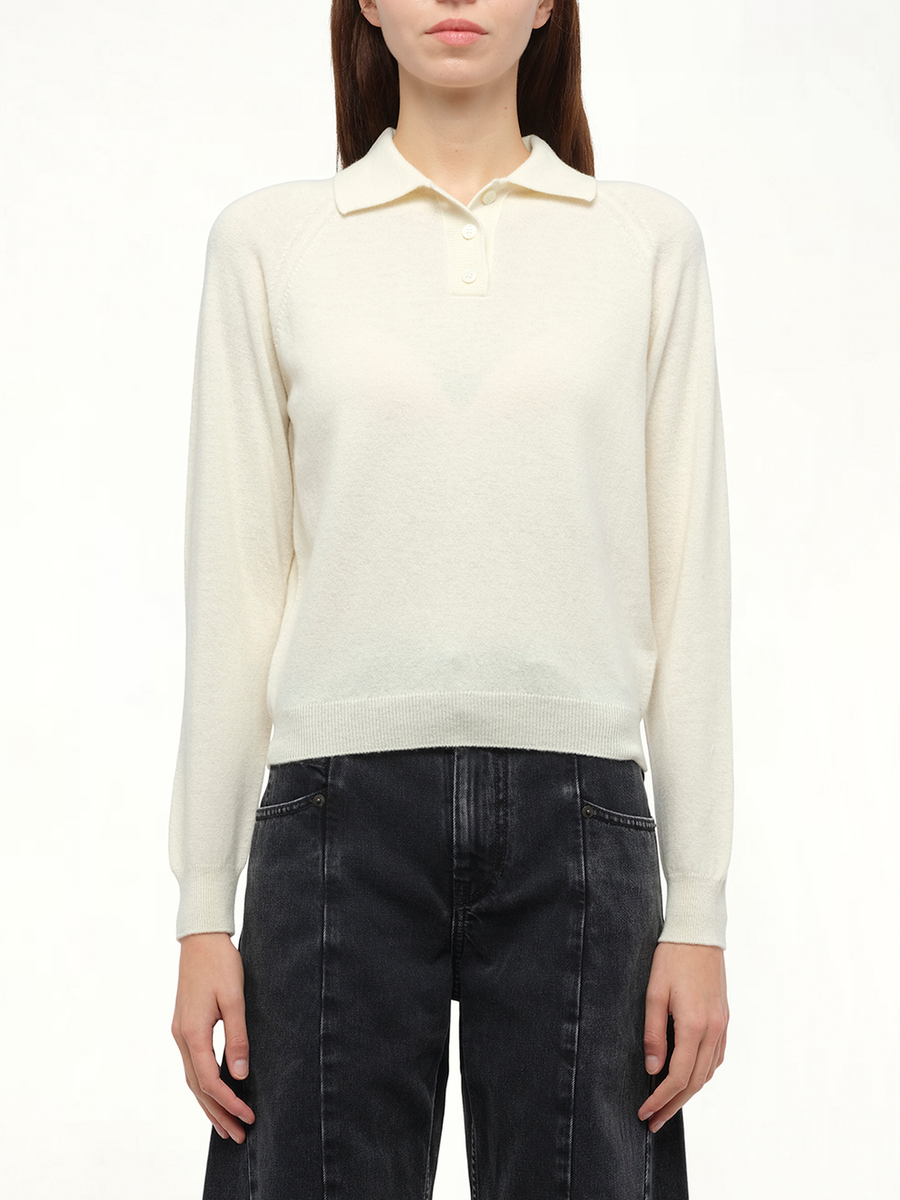 Wool Polo Shirt in Off White