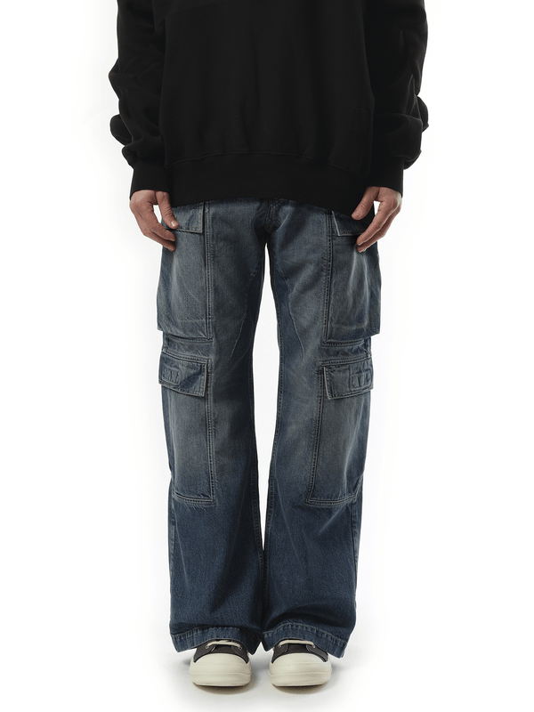 Rick Owens Drkshdw Double Cargo Jeans in Washed Indigo