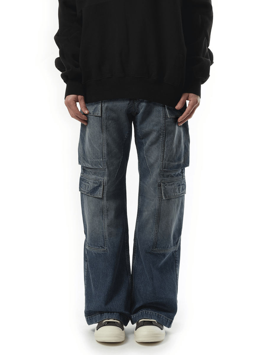 Rick Owens Drkshdw Double Cargo Jeans in Washed Indigo