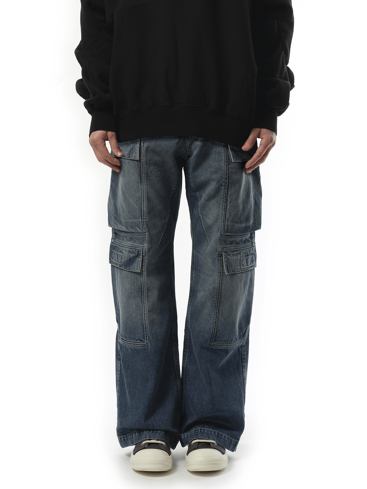 Rick Owens Drkshdw Double Cargo Jeans in Washed Indigo