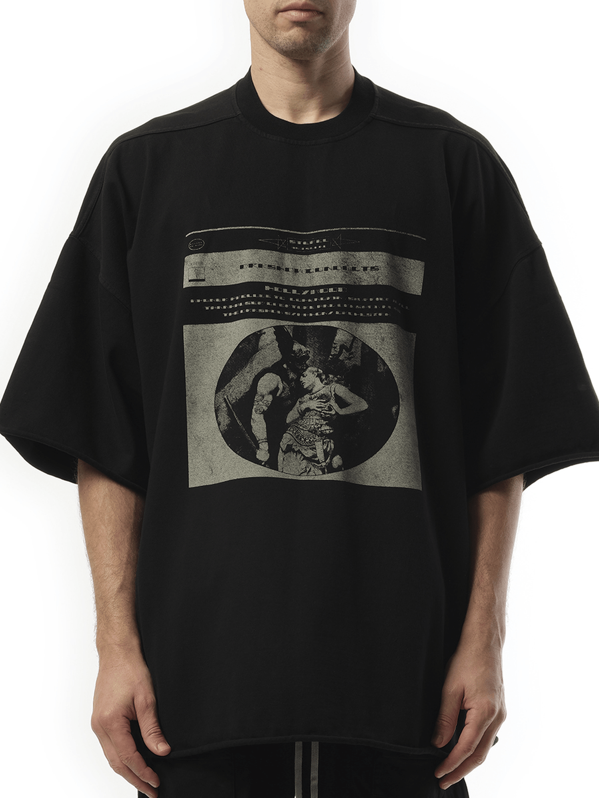 Rick Owens Drkshdw Opera Print Tommy T in Black/Pearl