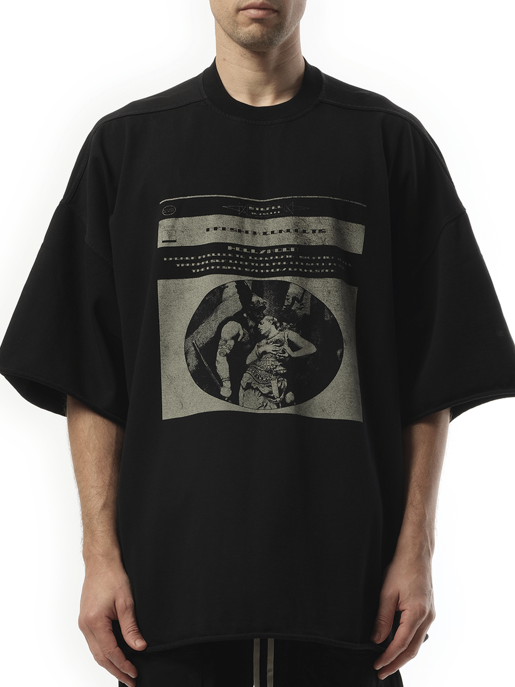 Rick Owens Drkshdw Opera Print Tommy T in Black/Pearl