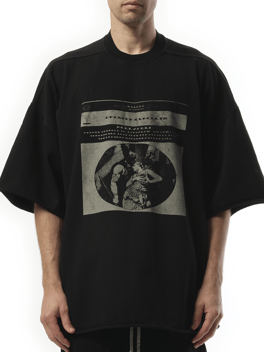 Rick Owens Drkshdw Opera Print Tommy T in Black/Pearl
