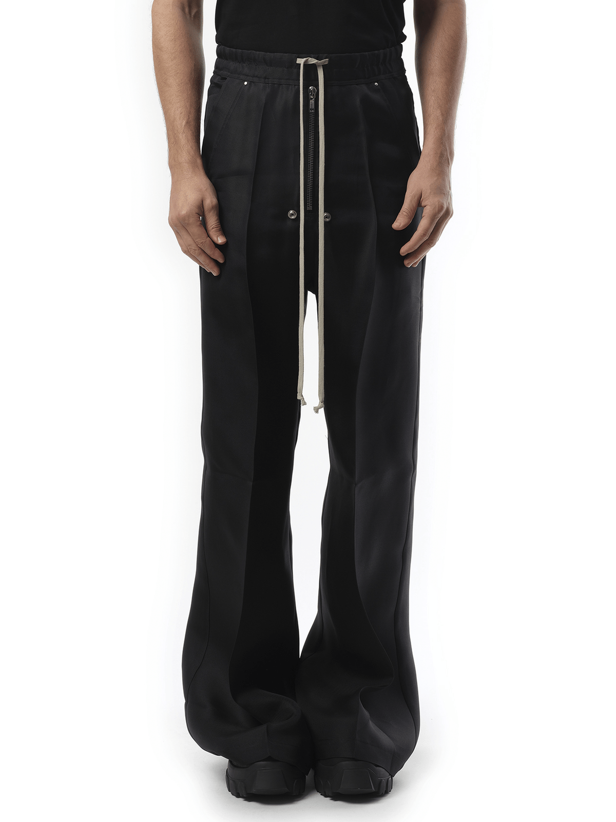 Rick Owens Silk Wide Bela Pants in Black