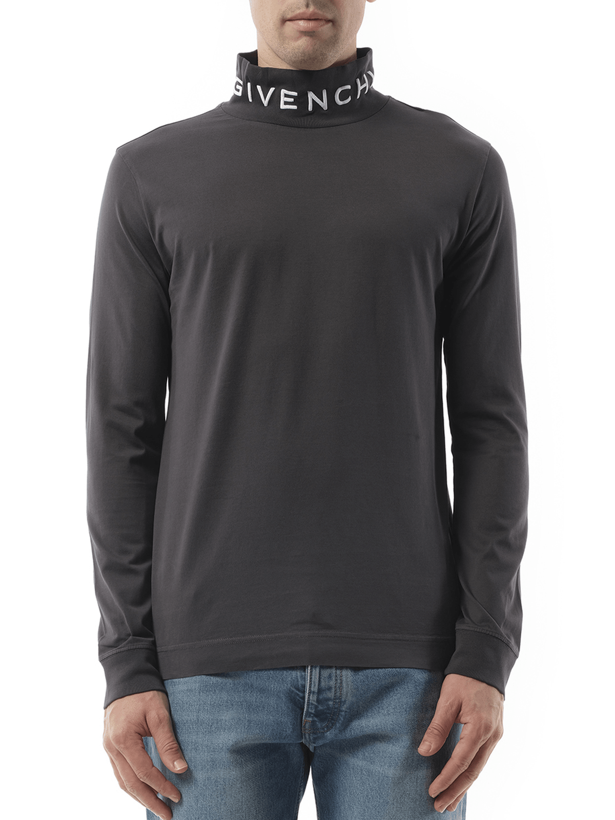 Givenchy Faded Logo Dyed Long Sleeve T-Shirt in Black/Grey