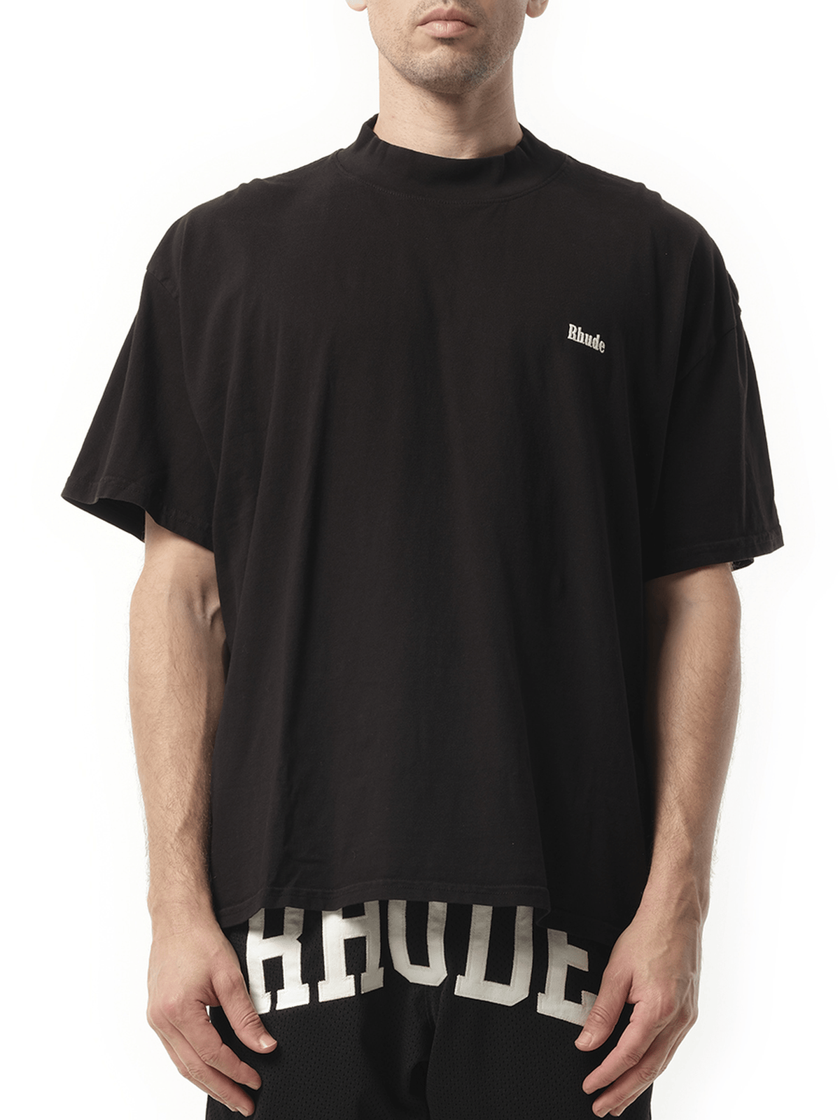 Rhude Classique Mock Neck T-Shirt in Black