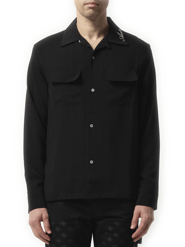 Amiri Round Pocket Dress Shirt in Black