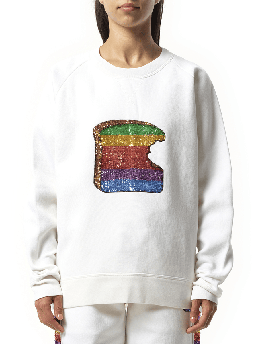 Long Sleeve Crew Sweatshirt in White