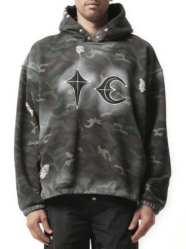 Thug Club Sprayed Camoflage Rock Hoodie in Camo