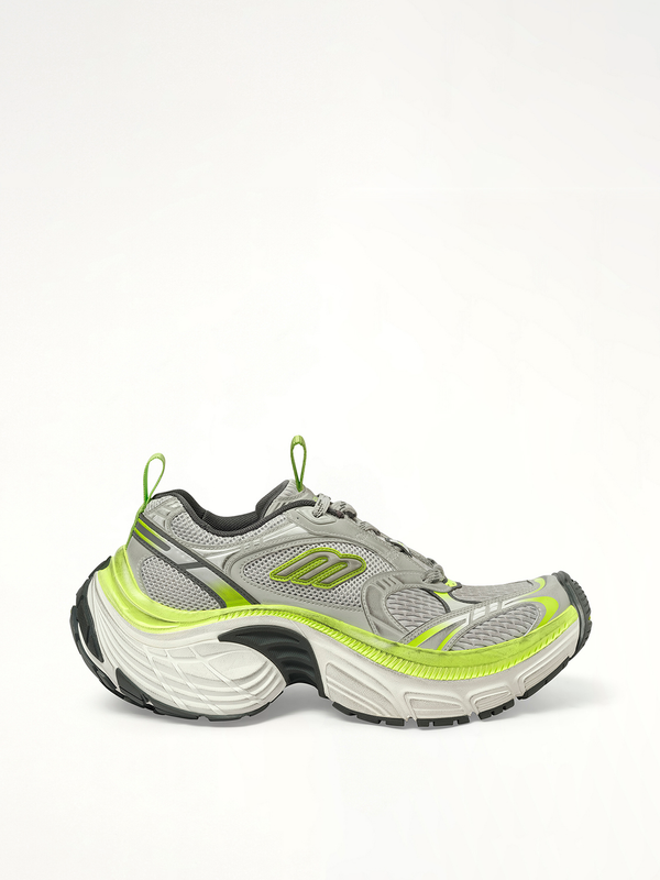 6XL Sneaker in Grey/White/Green/Fluo Yellow Side View | BALENCIAGA
