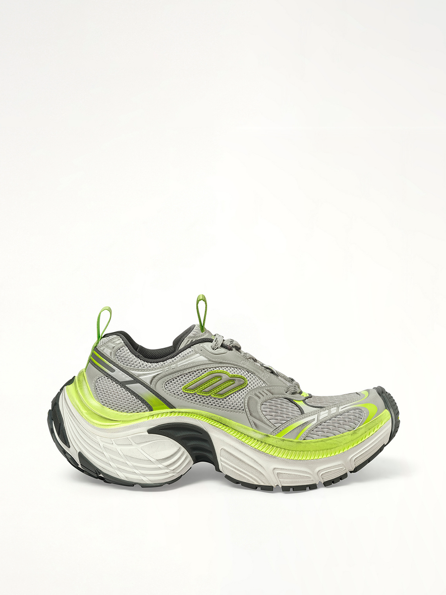 6XL Sneaker in Grey/White/Green/Fluo Yellow Side View | BALENCIAGA