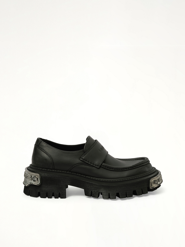 Tractor Loafer L20 in Black/Silver Side View | BALENCIAGA