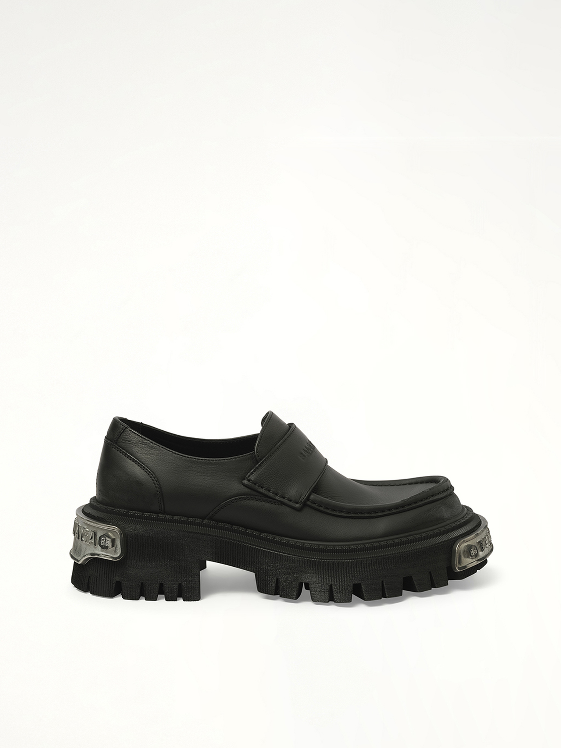 Tractor Loafer L20 in Black/Silver Side View | BALENCIAGA