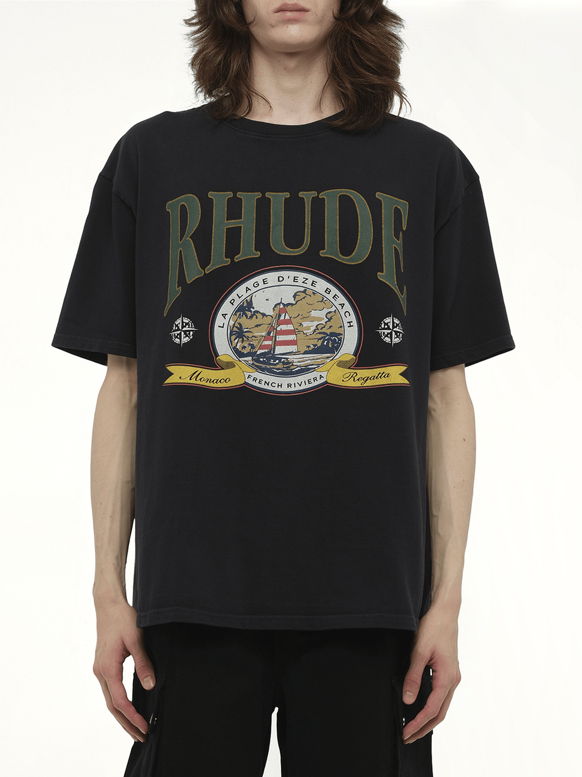 Rhude Monaco Regatta T-Shirt in Vintage Black