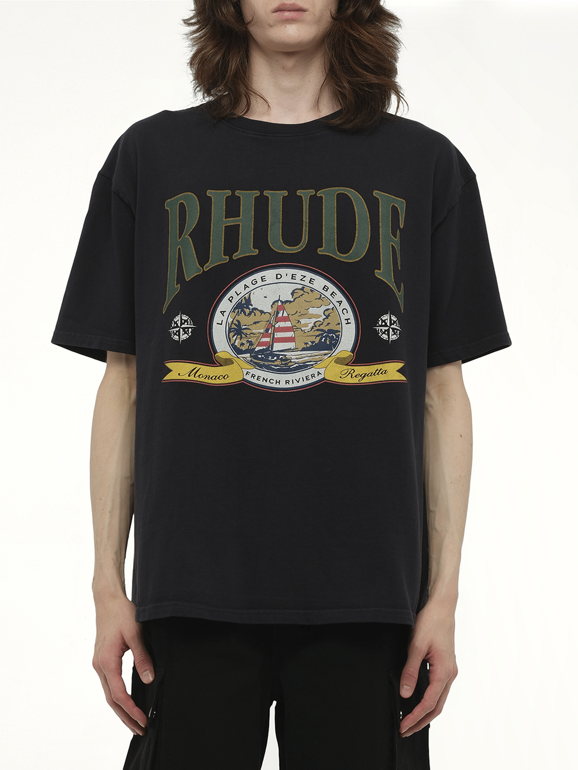 Rhude Monaco Regatta T-Shirt in Vintage Black