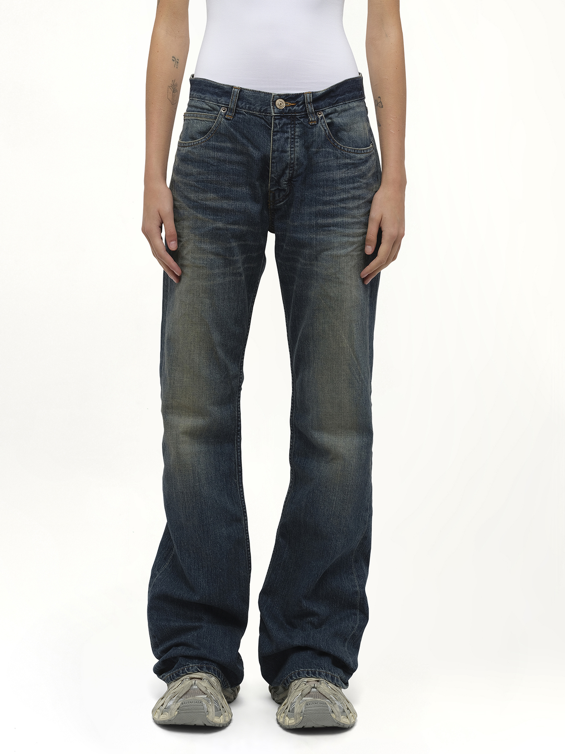 Balenciaga Straight Fit Denim Pants in Whiskers