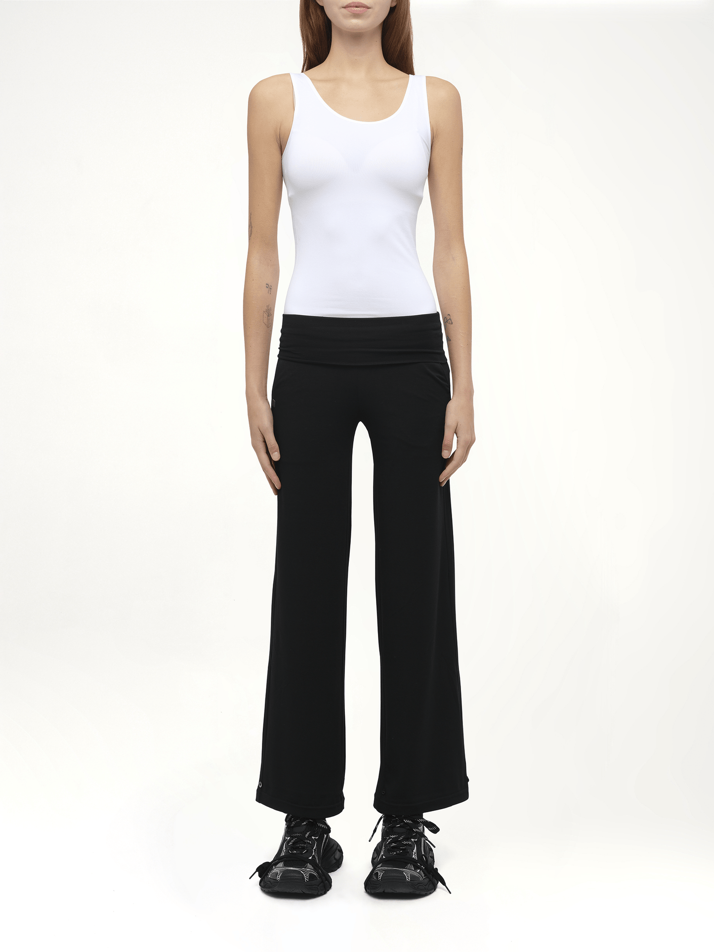 Afternoon Stretch Series - Folded High Waisted Pants in Black