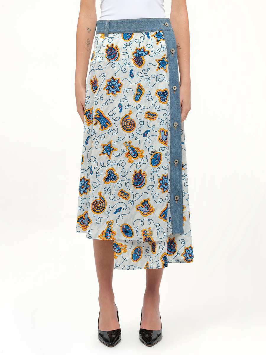 Loewe x Paula Prt Skirt Denim in White