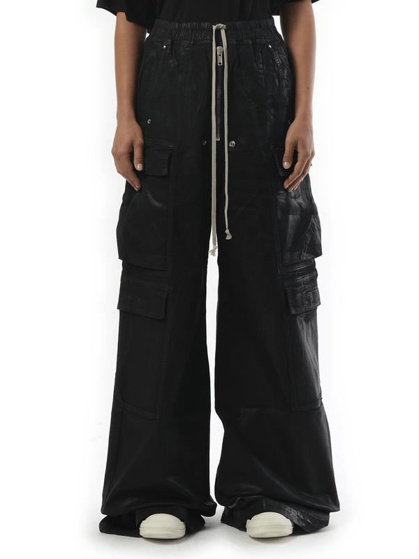 Rick Owens Drkshdw Denim Double Cargo Jumbo Belas in Black