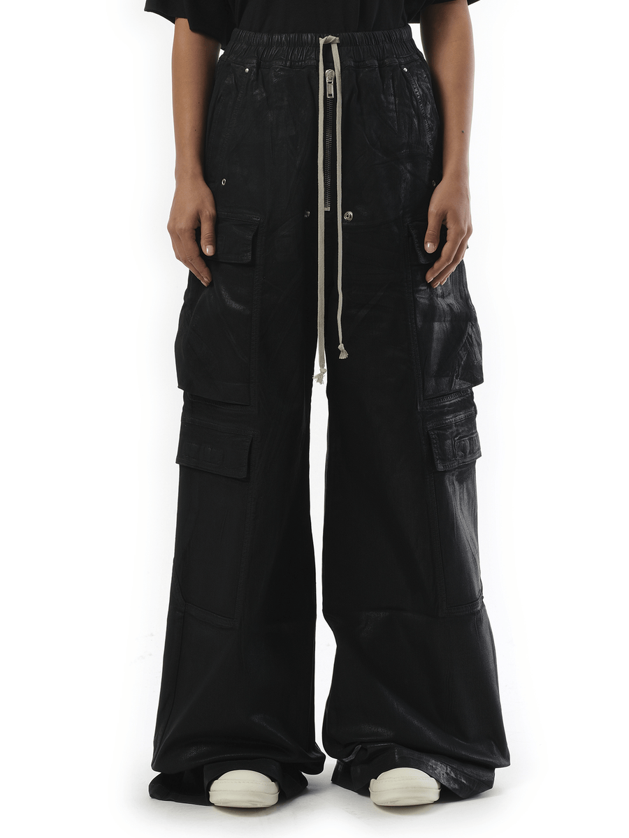 Rick Owens Drkshdw Denim Double Cargo Jumbo Belas in Black