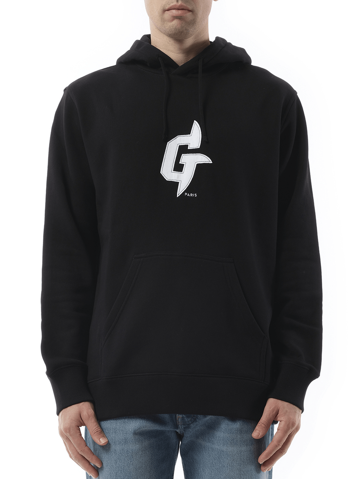Givenchy Embroidered Eiffel Tower Motif Slim Fit Hoodie in Black