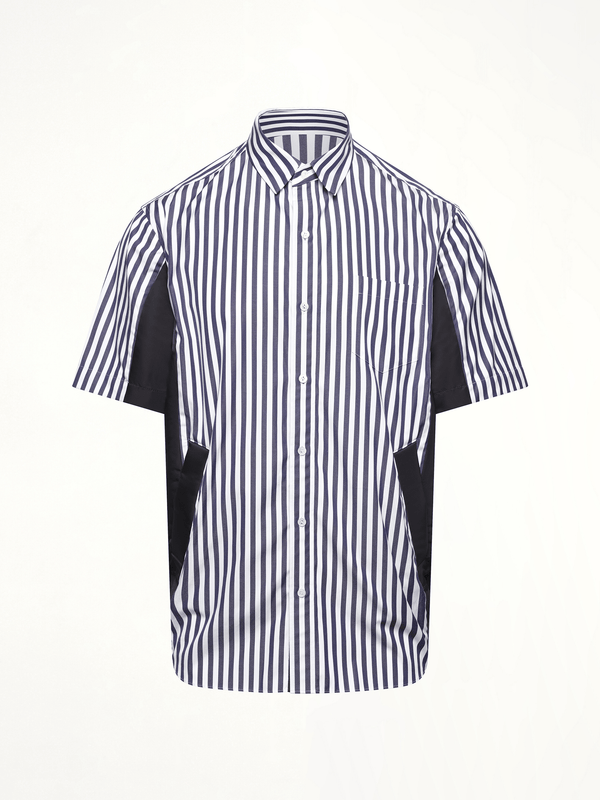 Cotton Poplin Shirt in Navy Stripe/Navy