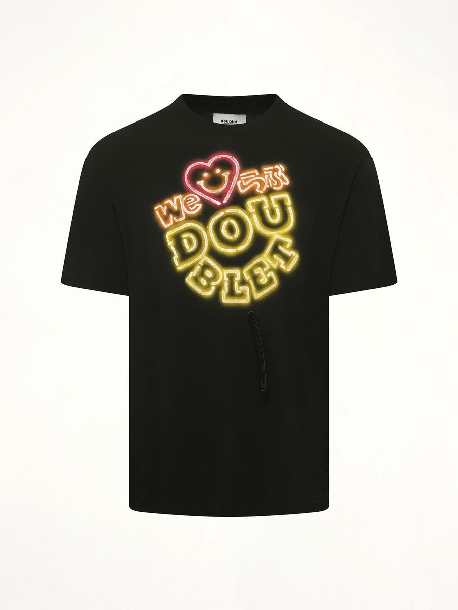 Big Doublet Neon Paint Fan Service T-Shirt in Black