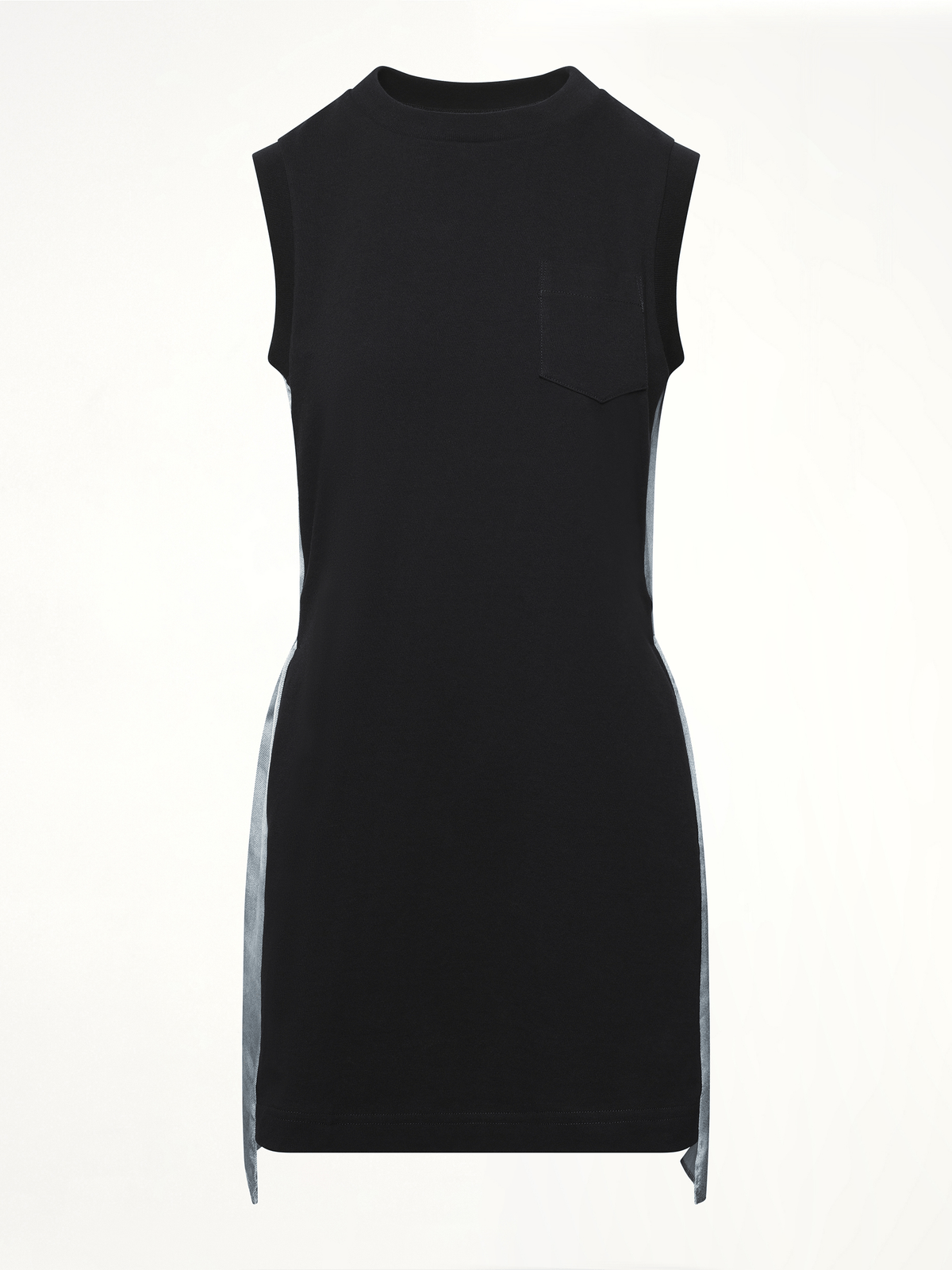 Denim x Cotton Jersey Dress in Navy/Light Blue