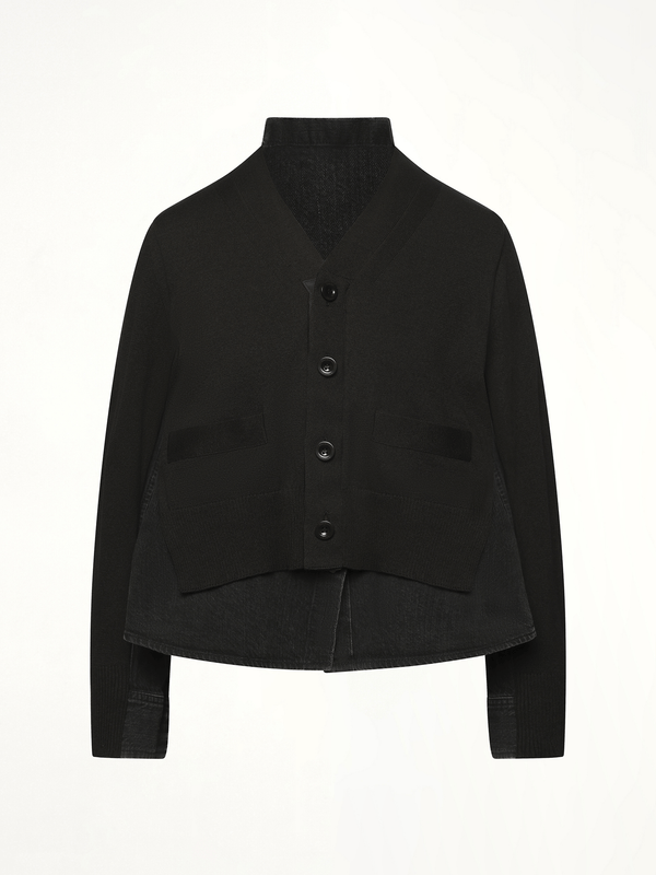 FW25 黑色牛仔针织开衫