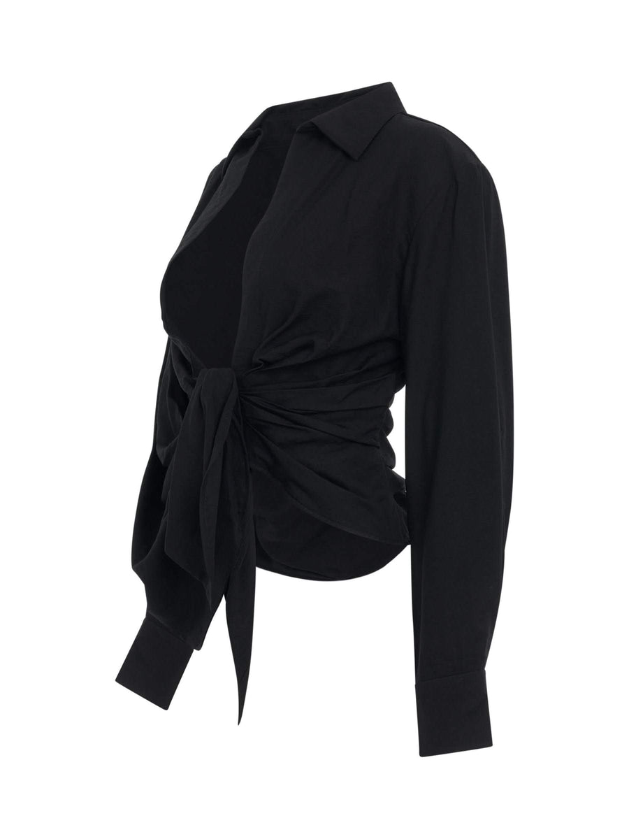 Bahia Tied Sash Shirt in Black
