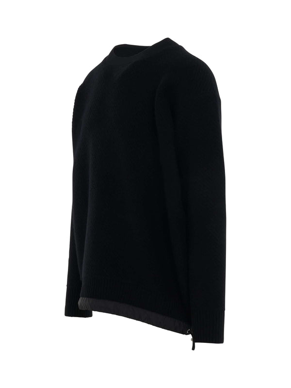 Wool Knit Pullover in Black