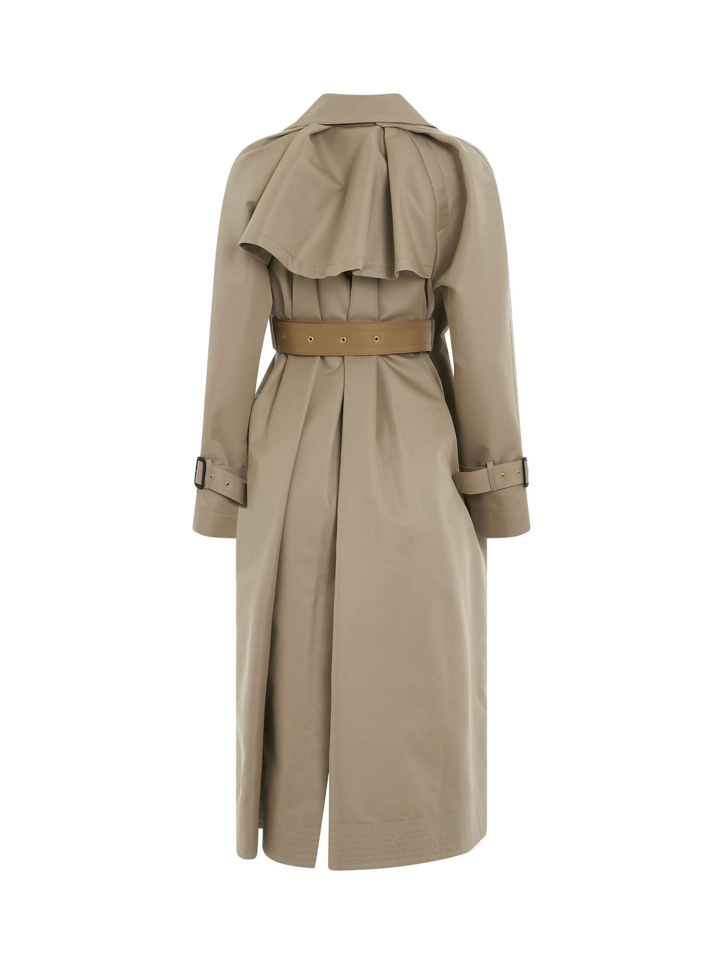 Panelled Cotton Gabardine Coat in Beige