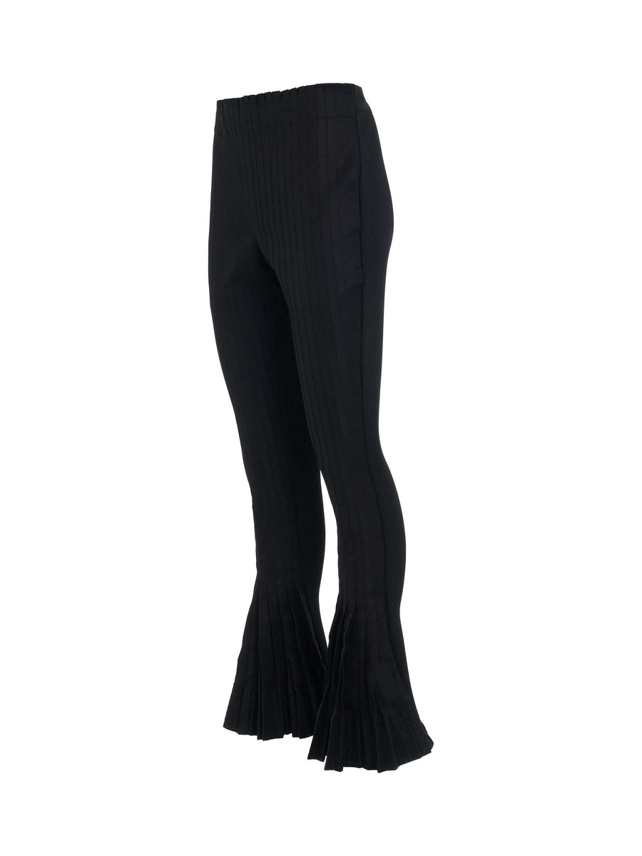 Cotton Gabardine Pleated Pants in Black