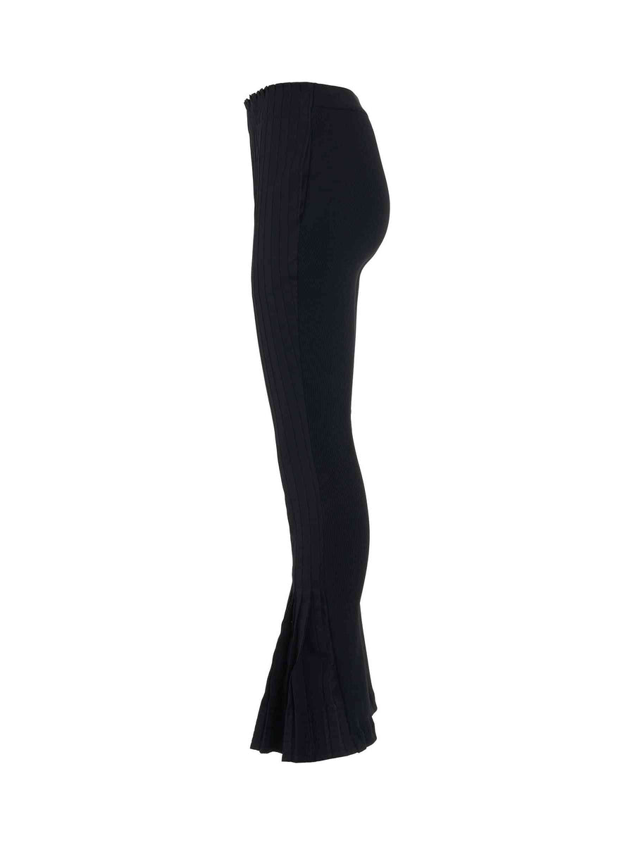 Cotton Gabardine Pleated Pants in Black