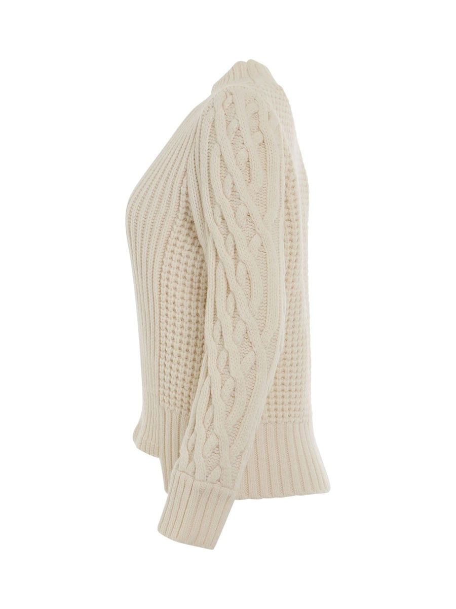 Wool Mohair Knit Pullover in Off White