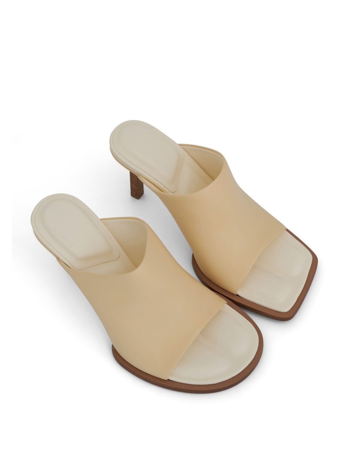 Carre Geometric Mules in Off White Top View | JACQUEMUS